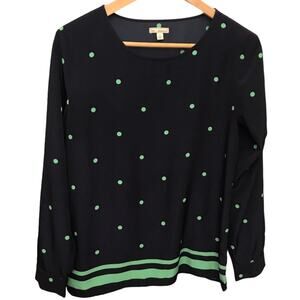 Gap Navy Lime Green Polka Dot Blouse XS